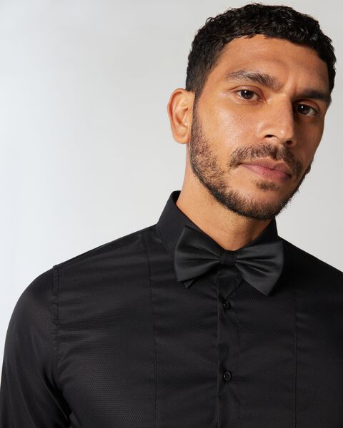 Black Slim Long Sleeve Panelled Formal Shirt